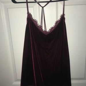 AE deep red velvet tank top